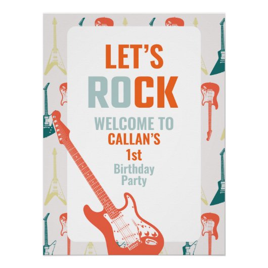 Rock'n'Roll Rockstar 1. Geburtstag Willkommen Poster (Vorderseite)