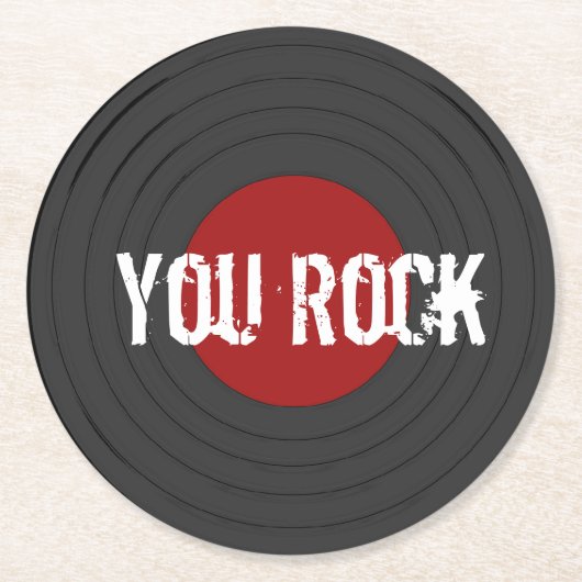 Rock'n'Roll Runder Pappuntersetzer (Vorderseite)