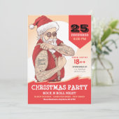 Rock'n'Roll Santa Claus Weihnachts-Party Einladung (Stehend Vorderseite)