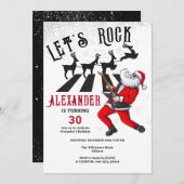 Rock'n'Roll Santa Reindeer Rockin's Geburtstag Einladung (Vorne/Hinten)