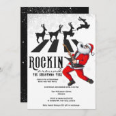 Rock'n'Roll Santa Reindeer Rockins Party Einladung (Vorne/Hinten)