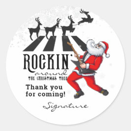 Rock'n'Roll Santa Rockin's Geburtstagsweihnachtsfe Runder Aufkleber