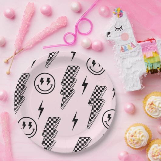 Rock'n'Roll-Schachbrett-Platte Pappteller (Party)