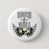 Rock'n'Roll-Schädel mit Flügeln Button (Vorderseite)