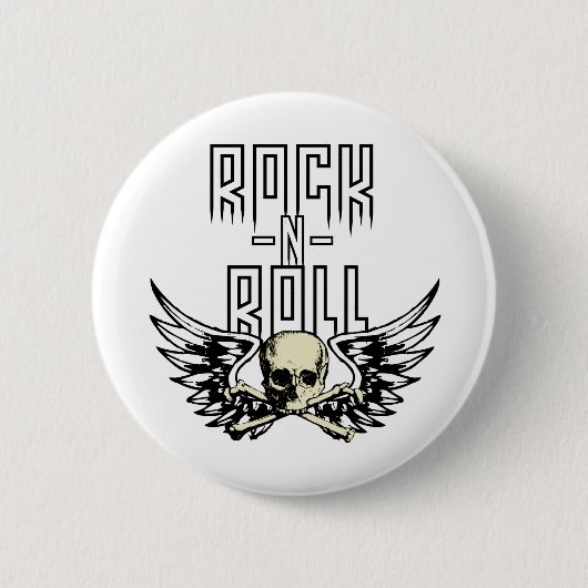 Rock'n'Roll-Schädel mit Flügeln Button (Vorderseite)