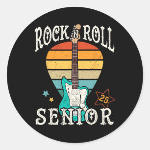 Rock'n'Roll Senior 25 Vintag Cool Graduate 2025 G Runder Aufkleber