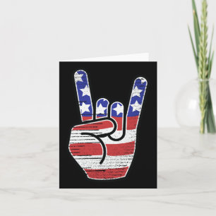 Rock'n'Roll Shirt Usa Flag Horns Signieren Retro C Karte