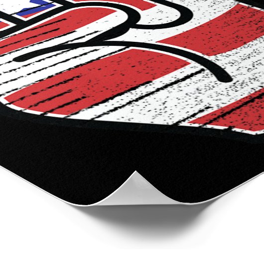 Rock'n'Roll Shirt Usa Flag Horns Signieren Retro C Poster (Ecke)