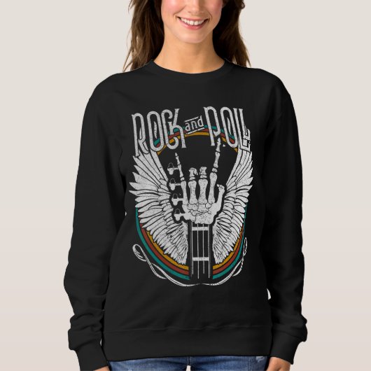 Rock'n'Roll Skeleton Guitar Rock Music Concept Sweatshirt (Vorderseite)