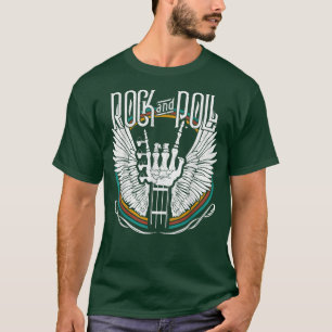 Rock'n'Roll Skeleton Guitar Wing Heavy Metal Music T-Shirt