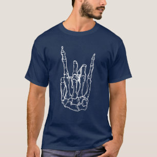 Rock'n'Roll Skeleton Hand Cool Halloween Rock T-Shirt