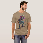Rocknroll skeleton skater illustration funny T-Shirt (Vorne ganz)