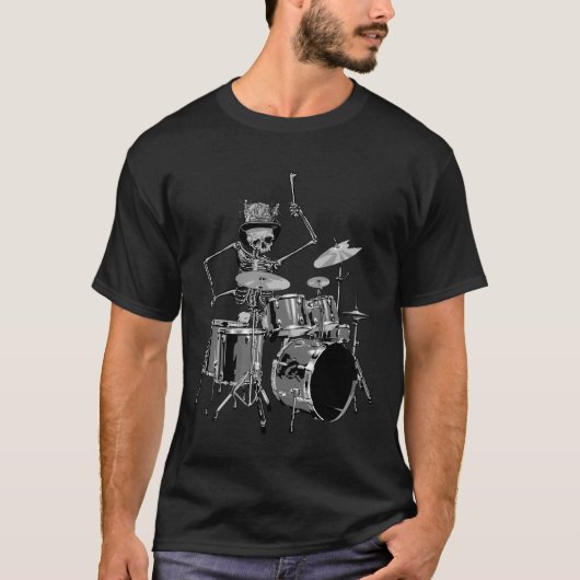 Rock'n'Roll Skull Drummer T-Shirt (Vorderseite)