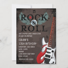 Rock'n'Roll Star Grunge Geburtstagsparty Einladung