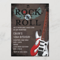 Rock'n'Roll Star Grunge Geburtstagsparty Einladung