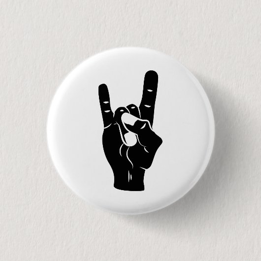 Rock'n'Roll-Teufel-Hörner Button (Vorderseite)
