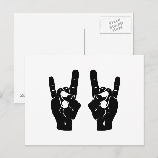 Rock'n'Roll-Teufel-Hörner Postkarte (Vorne/Hinten)