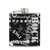 Rock'n'Roll Typografie coole Gestaltung Flachmann (Vorderseite)