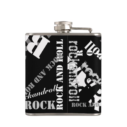 Rock'n'Roll Typografie coole Gestaltung Flachmann (Rückseite)