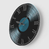 Rock'n'Roll Vinyl Record Album in Blue Große Wanduhr (Winkel)