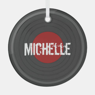 Rock'n'Roll Vinyl Record Individuelle Name Ornament Aus Glas