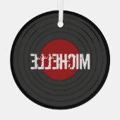 Rock'n'Roll Vinyl Record Individuelle Name Ornament Aus Glas (Rückseite)