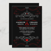 Rock'n'Roll Wedding Poster (schwarz / rot) Einladung (Vorne/Hinten)