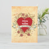 Rock'n'Roll Wedding (Rose) SPANISCH Einladung (Stehend Vorderseite)