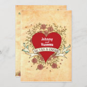 Rock'n'Roll Wedding (Rose) SPANISCH Einladung (Vorne/Hinten)