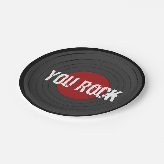 Rock'n'Roll YOU ROCK Round Pappteller (Schrägansicht)