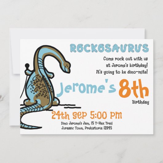 Rockosaurus Dino-Mite Birthday Bash! Einladung (Vorderseite)