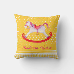 Rockpferd Aquarellgelb Kinderkissen Kissen