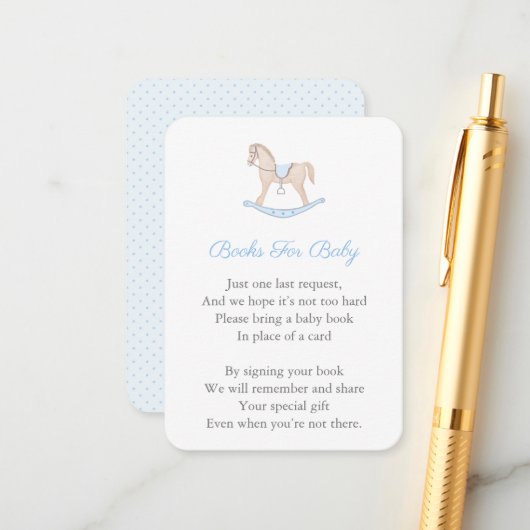 Rockpferd bringt eine Babydusche mit. Begleitkarte (Vorderseite/Rückseite Beispiel)