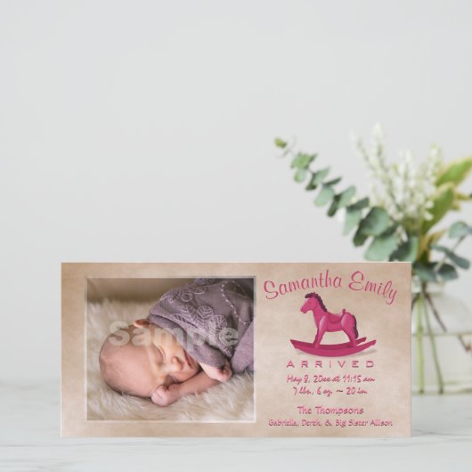 Rockpferd Geburtsankündigung Ankündigung (Stehend Vorderseite)