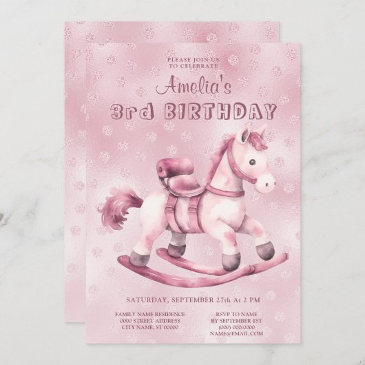 Rockpferd Geburtstag Einladung (Vorne/Hinten)