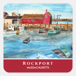 Rockport Harbor Massachusetts New England USA Quadratischer Aufkleber