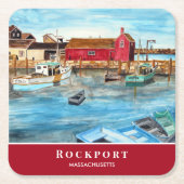 Rockport Harbor Massachusetts New England USA Rechteckiger Pappuntersetzer (Vorderseite)