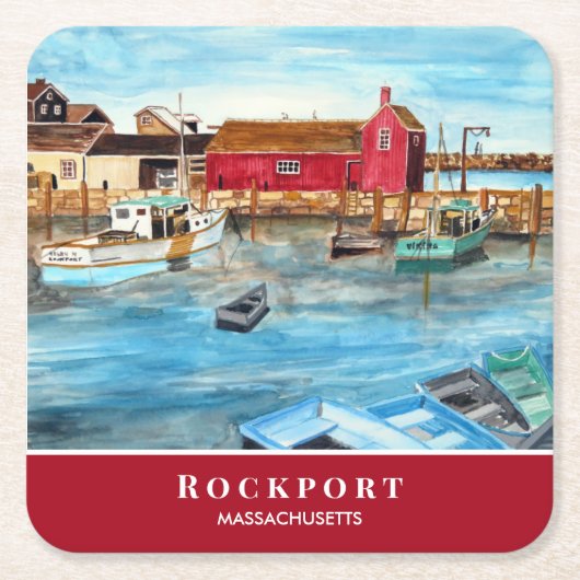 Rockport Harbor Massachusetts New England USA Rechteckiger Pappuntersetzer (Vorderseite)