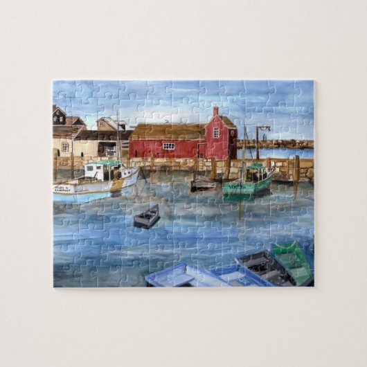 Rockport Harbour Massachusetts New England Malerei Puzzle (Horizontal)