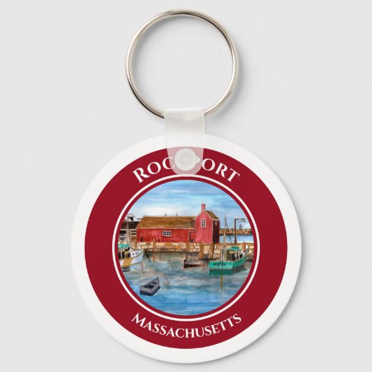 Rockport Harbour Massachusetts New England Malerei Schlüsselanhänger (Vorderseite)
