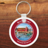 Rockport Harbour Massachusetts New England Malerei Schlüsselanhänger (Vorderseite)