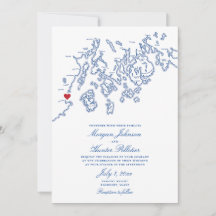 Rockport Maine Map Elegant Navy Blue Wedding