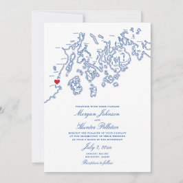 Rockport Maine Map Elegant Navy Blue Wedding Einladung