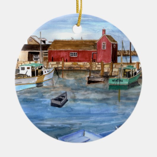 Rockport Massachussetts New England Malerei Keramik Ornament (Vorne)