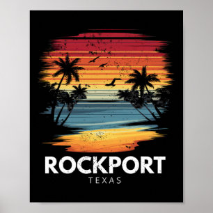 Rockport Strand Texas Surfbrett Surfen Vintage Poster