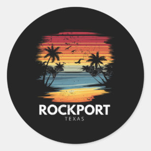 Rockport Strand Texas Surfbrett Surfen Vintage  Runder Aufkleber