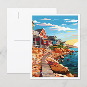 Rockport Texas Travel Vintag Illustration Postkarte