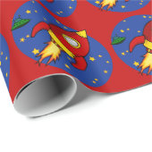 Rockrotes Glossy Wrapping Paper 30"x6" Geschenkpapier (Rolleneckpunkt)