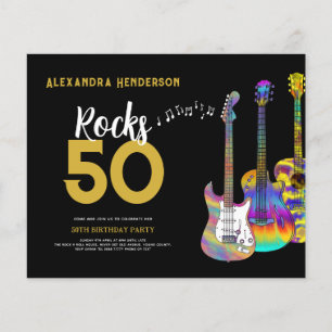 Rocks 50 Gitarre 50. Geburtstagsfeier Budget Flyer