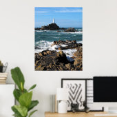 Rocks and Corbiere lighthouse, Jersey Poster (Heimbüro)
